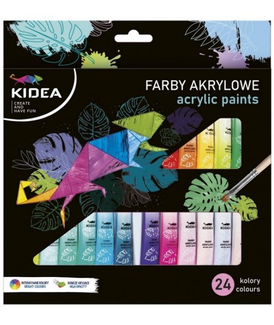 Farby akrylowe w tubkach KIDEA 24 kolory podstawowe x 6ml szkolne
