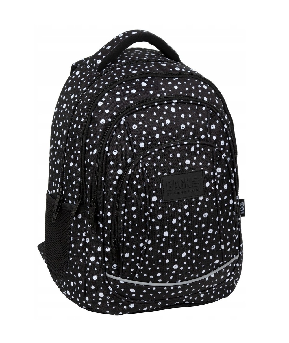 Plecak szkolny w KROPKI BackUP czarny dla dziewczynki A01