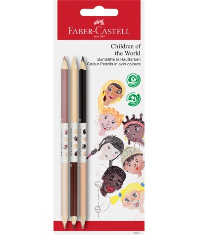 Kredki Faber-Castell 3 cieliste dwustronne Children of The World 6 kolorów