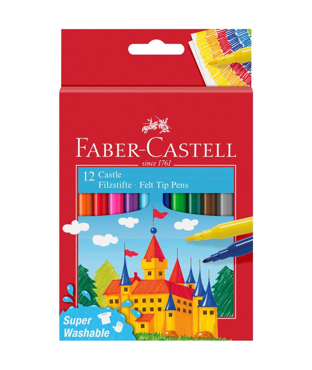 Flamastry zmywalne Faber-Castell 12 kolorów ZAMEK