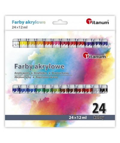 Farby akrylowe szkolne w tubkach 24 kolory x 12ml Titanum