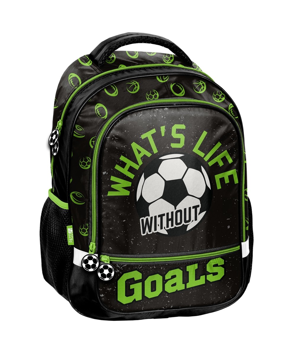Plecak z piłką nożną Football PASO szkolny 1-3 czarny zielony