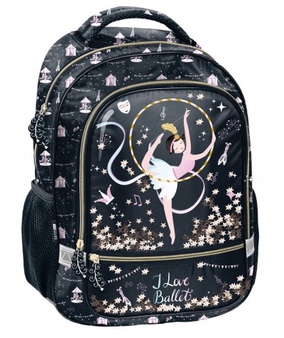 Plecak dla dziewczynki z baletnicą PASO szkolny czarny Ballerina