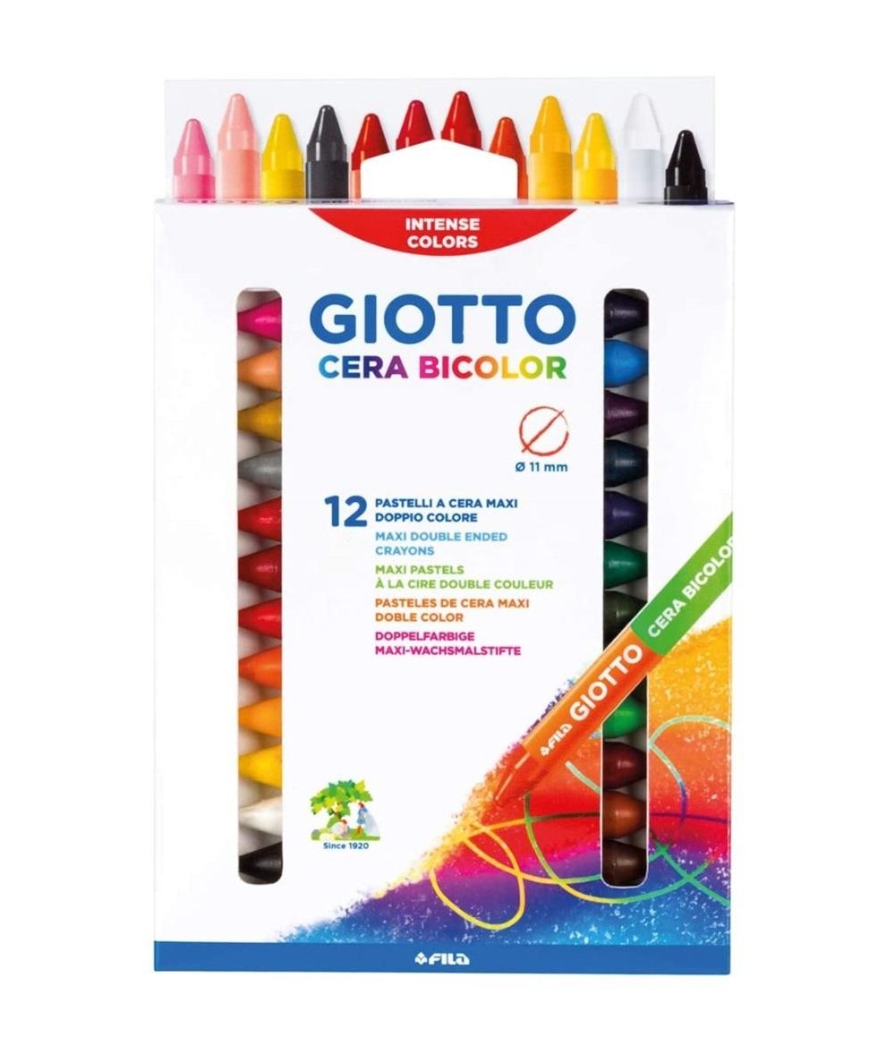 Kredki woskowe GIOTTO CERA dwustronne 12 szt / 24 kolory grube 11mm
