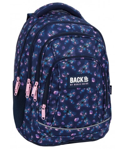 Plecak szkolny trzykomorowy WAŻKI BackUP dla dziewczyn 26L A24