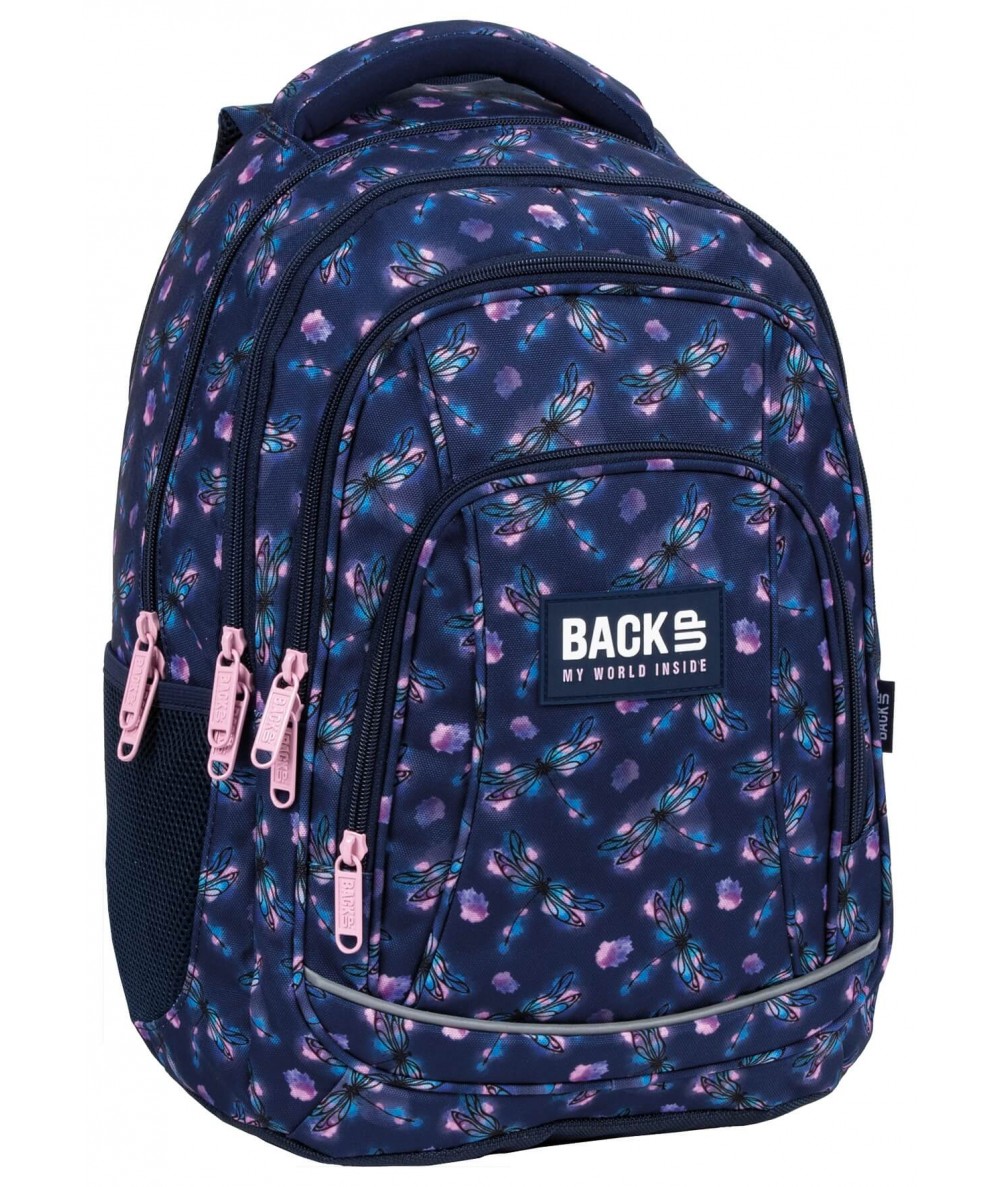 Plecak szkolny trzykomorowy WAŻKI BackUP dla dziewczyn 26L A24