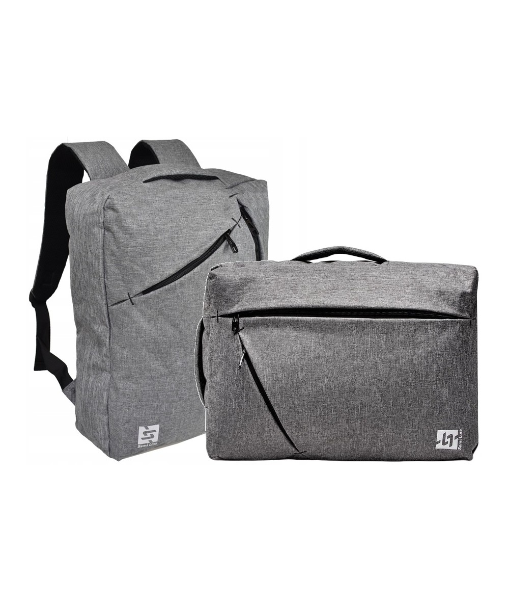 Plecak torba 2w1 na laptopa 14" SEMI LINE 8388-1 szary melanż
