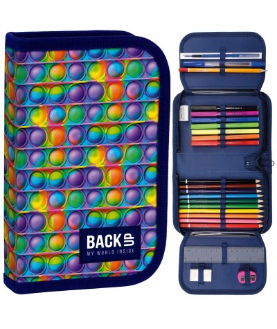 Piórnik dla dziecka POP IT BackUP kolorowy z wyposażeniem SW17