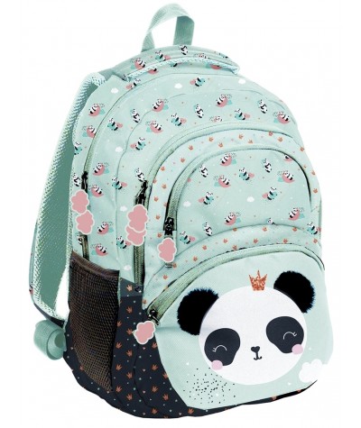 Plecak z pandą PANDA do pierwszej klasy PASO miętowy pluszowe uszy lekki