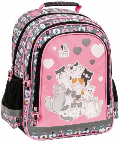 Lekki plecak szkolny w kotki DERFORM dla dzieci Cleo& Frank