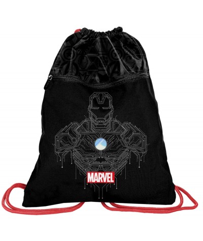 Plecak na sznurkach Iron Man czarny duży młodzieżowy worek Paso BeUniq