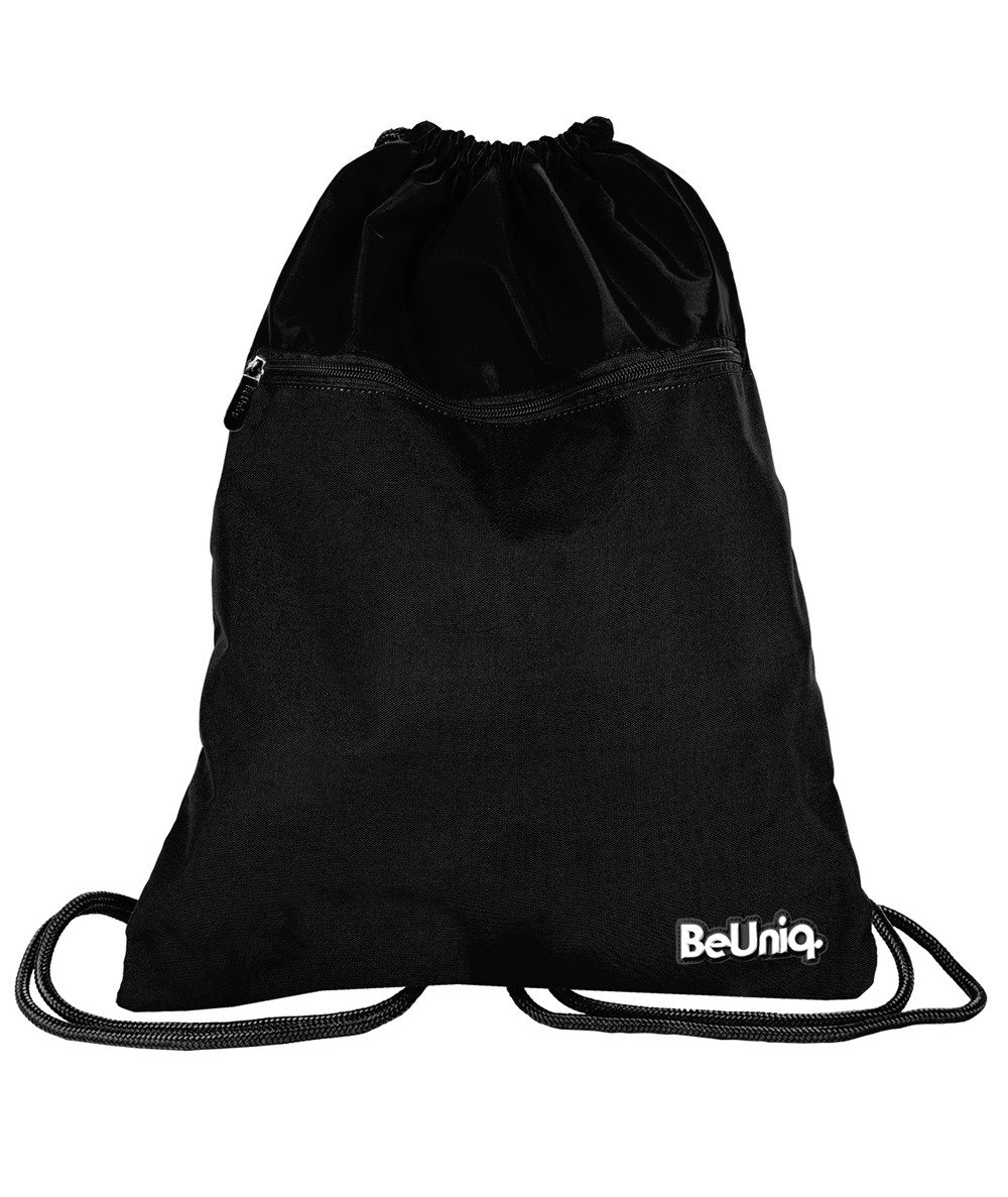 Czarny worek plecak na sznurkach Black gruby duży Paso BeUniq