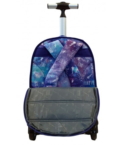 Plecak na kółkach dla dziewczynki ST.RIGHT GALAXY GIRL pastelowy kosmos TB01