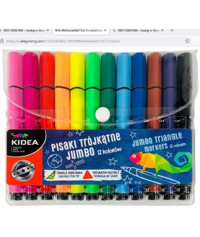 Pisaki dla dzieci trójkątne do szkoły KIDEA 12szt ergonomiczne
