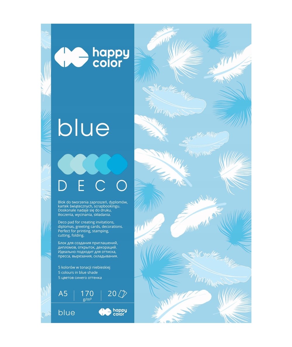 Papier ozdobny blok Happy Color A5 Deco Blue 170 g 20 kartek niebieskie