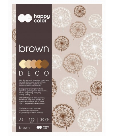 Papier ozdobny blok dekoracyjny Happy Color A5 Deco Brown 170 g 20 kartek