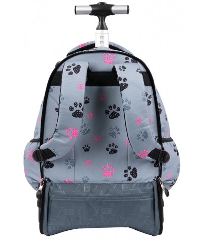 Plecak na kółkach ST.RIGHT PAWS szary kocie psie łapki dla dziewczynki TB01