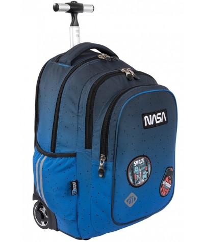 Plecak na kółkach dla chłopca ST.RIGHT NASA SPACE MOON z naszywkami TB01