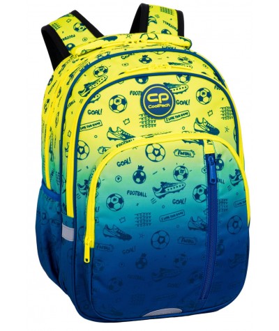 Plecak szkolny CoolPack z piłką ombre żółto-niebieski FOOTBALL 2T BASE 27L