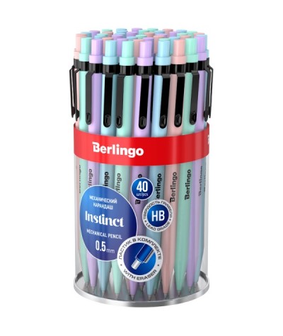 Ołówek automatyczny BERLINGO Instinct z gumką PASTELOWY mix 1 szt