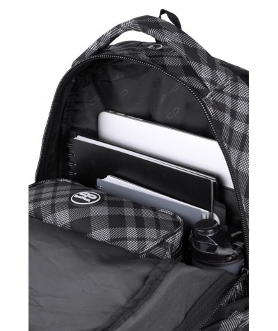 Duży plecak szkolny w kratkę CoolPack CP ALASKA szary 30 LITRÓW BREAK