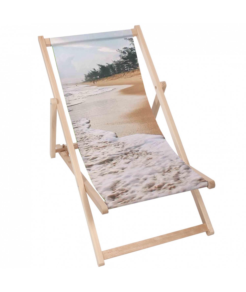 Leżak drewniany plaża Paradise Beach fullprint na wakacje