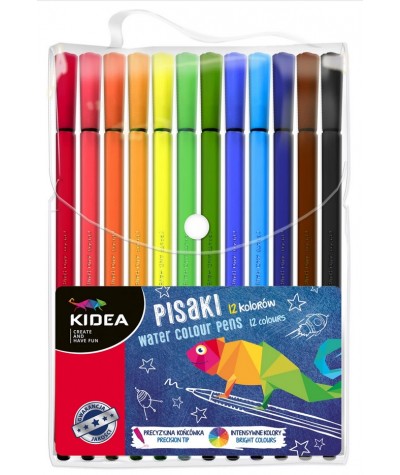 Pisaki szkolne dla dzieci KIDEA 12 kolorów podstawowych