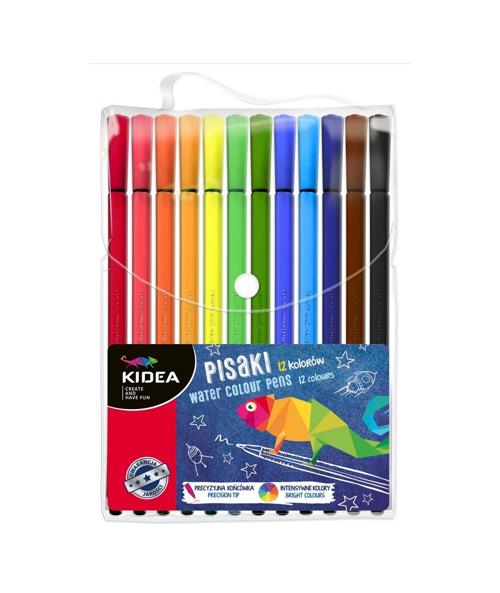 Pisaki szkolne dla dzieci KIDEA 12 kolorów podstawowych