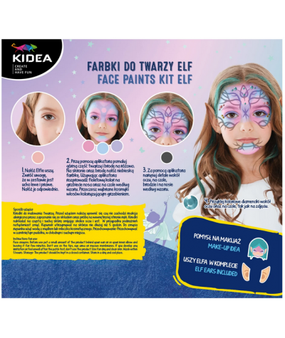 Farbki do malowania twarzy KIDEA zestaw ELFIE USZY 4 kolory