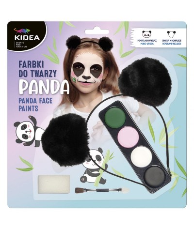 Farbki do malowania twarzy KIDEA zestaw z opaską PANDA