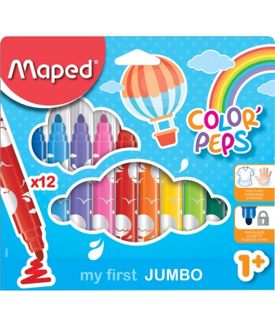 Flamastry dla dzieci 1+ JUMBO MAPED COLORPEPS 12 kolorów
