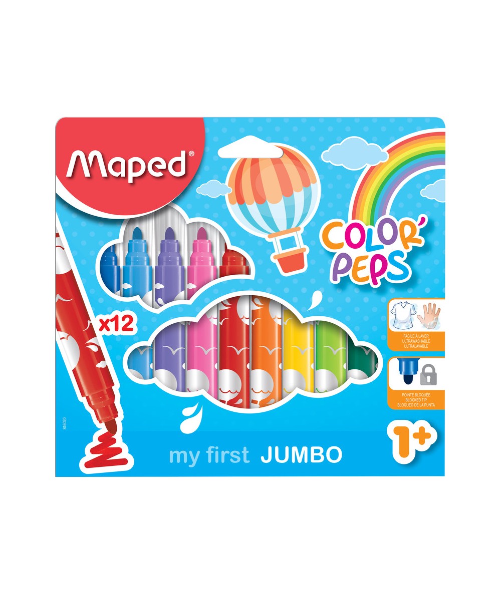 Flamastry dla dzieci 1+ JUMBO MAPED COLORPEPS 12 kolorów
