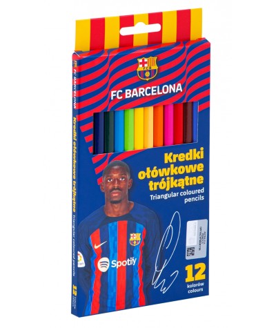 Kredki FC BARCELONA ołówkowe TRÓJKĄTNE 12 kolorów ASTRA MIX