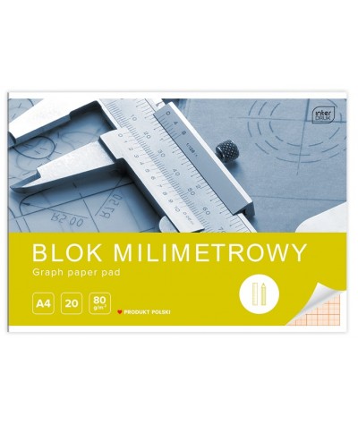 Blok milimetrowy A4 20 kartek 80g Interdruk MIX