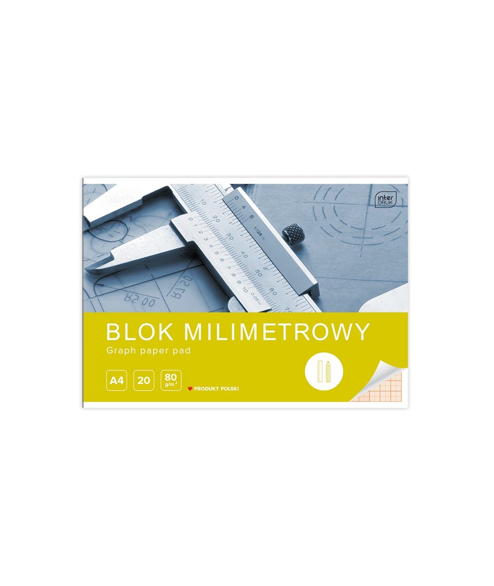 Blok milimetrowy A4 20 kartek 80g Interdruk MIX