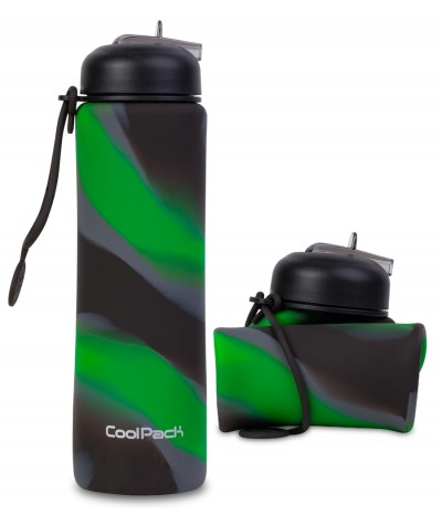 Bidon silikonowy CoolPack PUMP 600ml ZIELONY BOYS GREEN zwijany BPA FREE