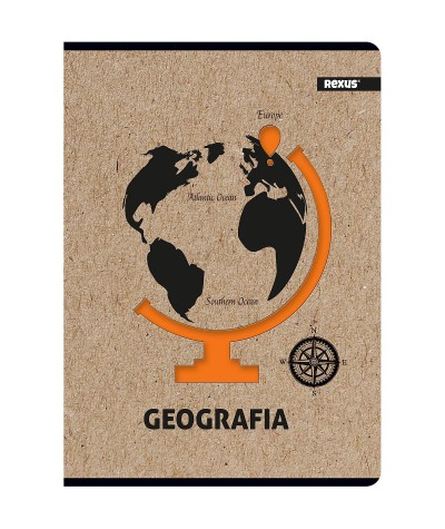 Zeszyt tematyczny GEOGRAFIA A5 58k. w kratkę REXUS Beniamin EKO okładka z wycięciem