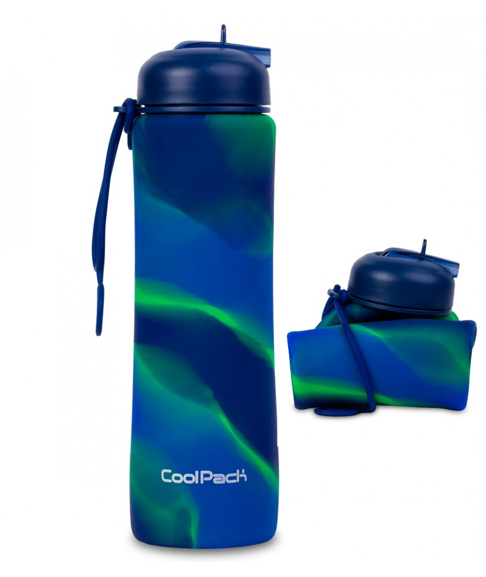 Bidon silikonowy CoolPack PUMP 600ml zwijany NIEBIESKI BOYS BLUE BPA FREE