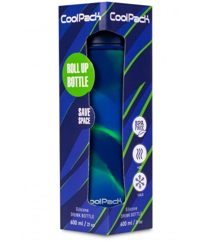 Bidon silikonowy CoolPack PUMP 600ml zwijany NIEBIESKI BOYS BLUE BPA FREE