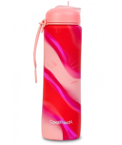 Bidon silikonowy CoolPack PUMP 600ml RÓŻOWY zwijany GIRLS PINK BPA FREE