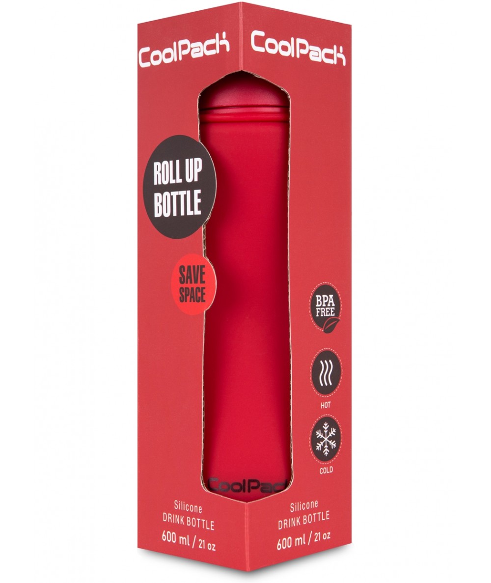 Bidon silikonowy zwijany CoolPack PUMP 600ml CZERWONY RED BPA FREE
