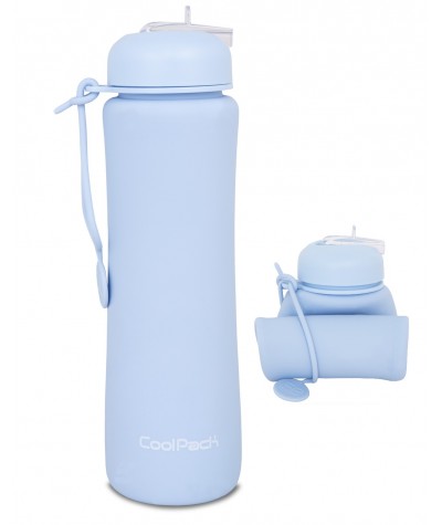 Bidon silikonowy zwijany CoolPack NIEBIESKI PUMP 600ml PASTEL BLUE BPA FREE