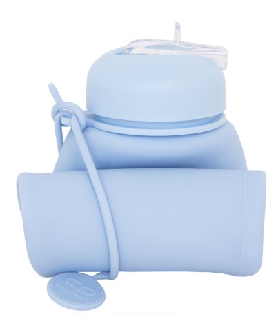 Bidon silikonowy zwijany CoolPack NIEBIESKI PUMP 600ml PASTEL BLUE BPA FREE