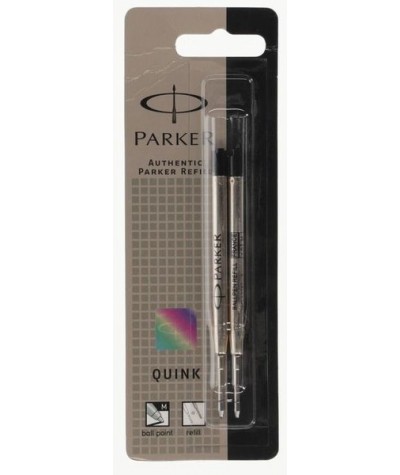 Wkłady do długopisu PARKER Quink CZARNE 2 szt. metalowe 1,0mm