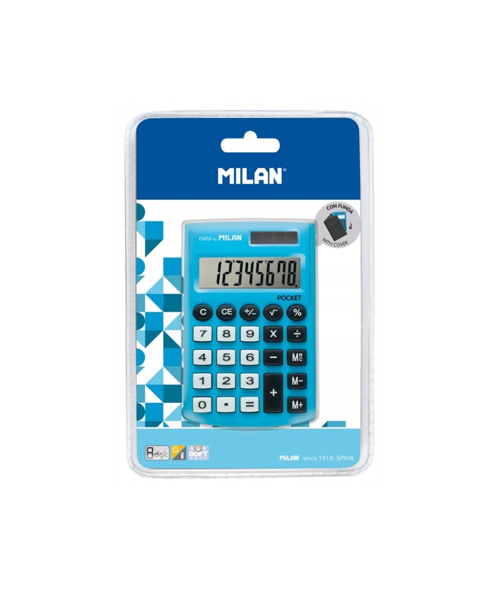 Kalkulator kieszonkowy Milan NIEBIESKI szkolny biurowy 8 miejsc