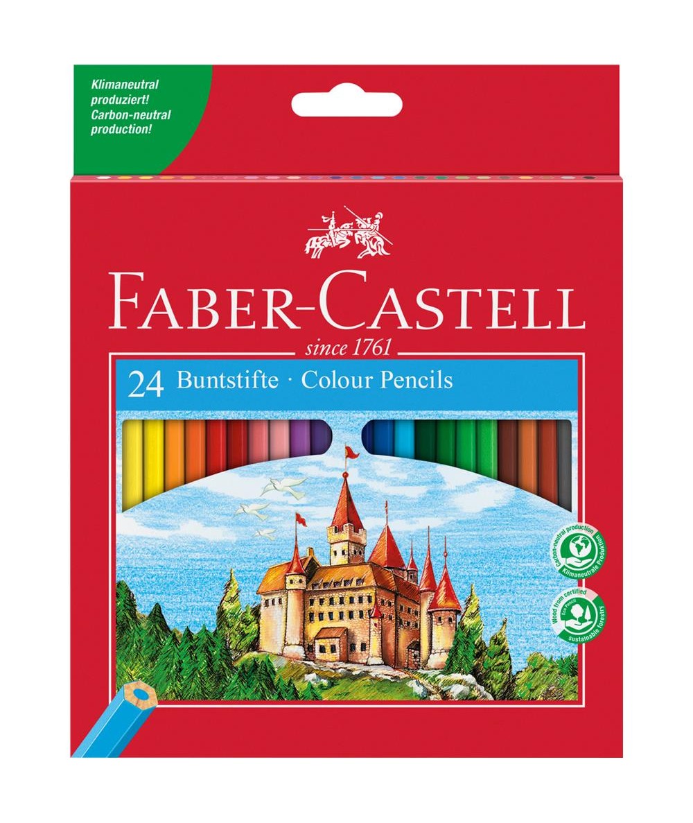Kredki Faber-Castell 24 kolory ZAMEK ołówkowe sześciokątne eko