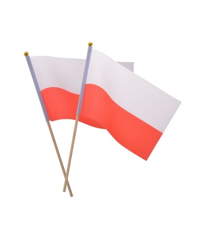 Flaga na patyczku Arpex 2szt biało - czerwona materiałowa
