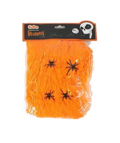 Pajęczyna na Halloween POMARAŃCZOWA + 4 pająki 20g Godan