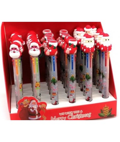 6 kolorowy Długopis z mikołajem świąteczny KOLOROWY MIX