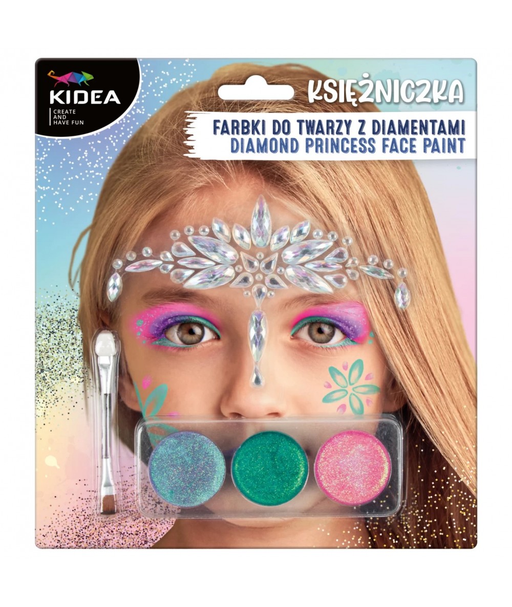 Farbki do malowania twarzy z diamentami KSIĘŻNICZKA KIDEA makijaż na bal
